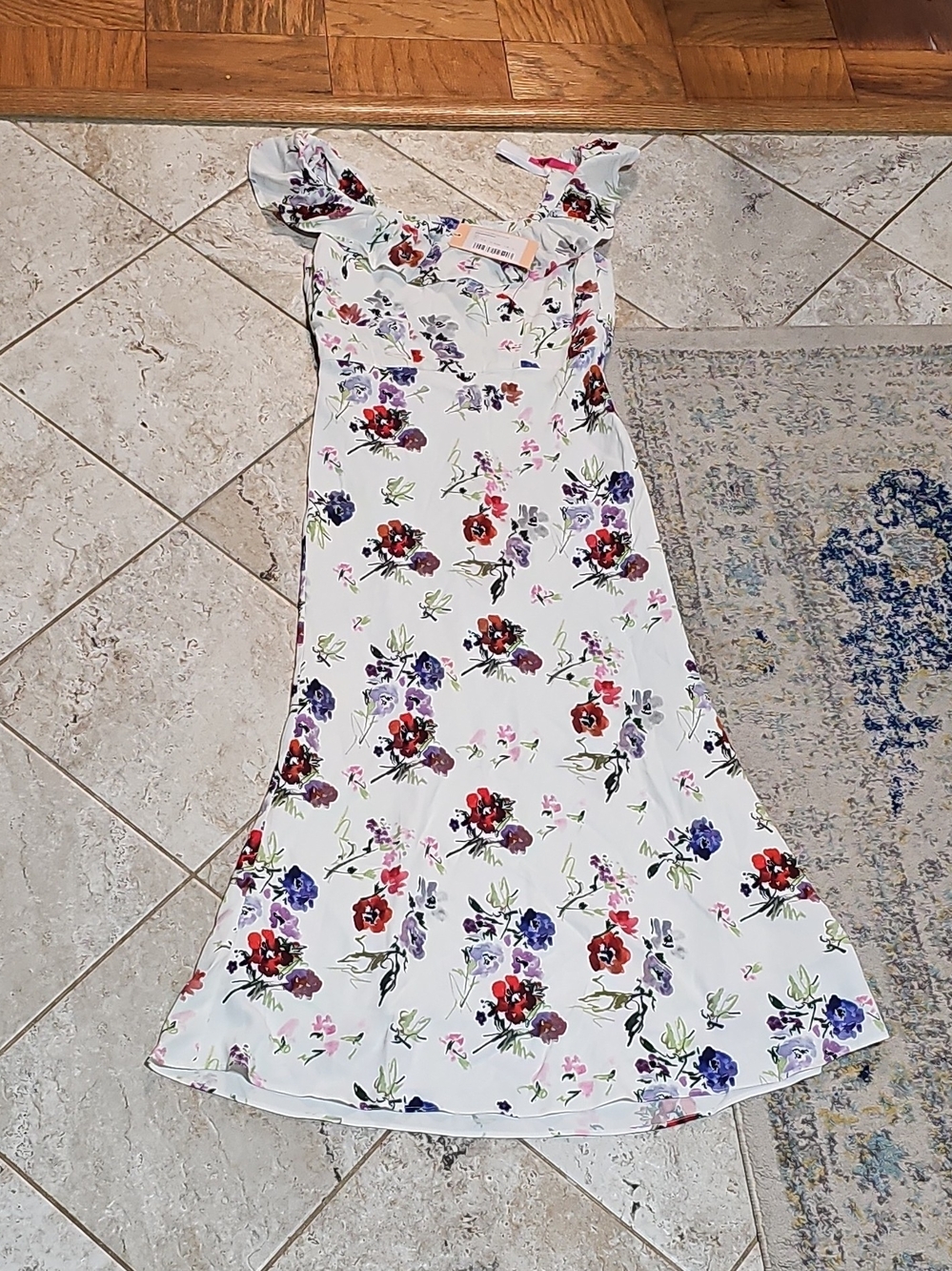 NWT Fabrique by Lucie Sutton  Floral Ruffle Lined A Line Maxi Dress Size S/US2